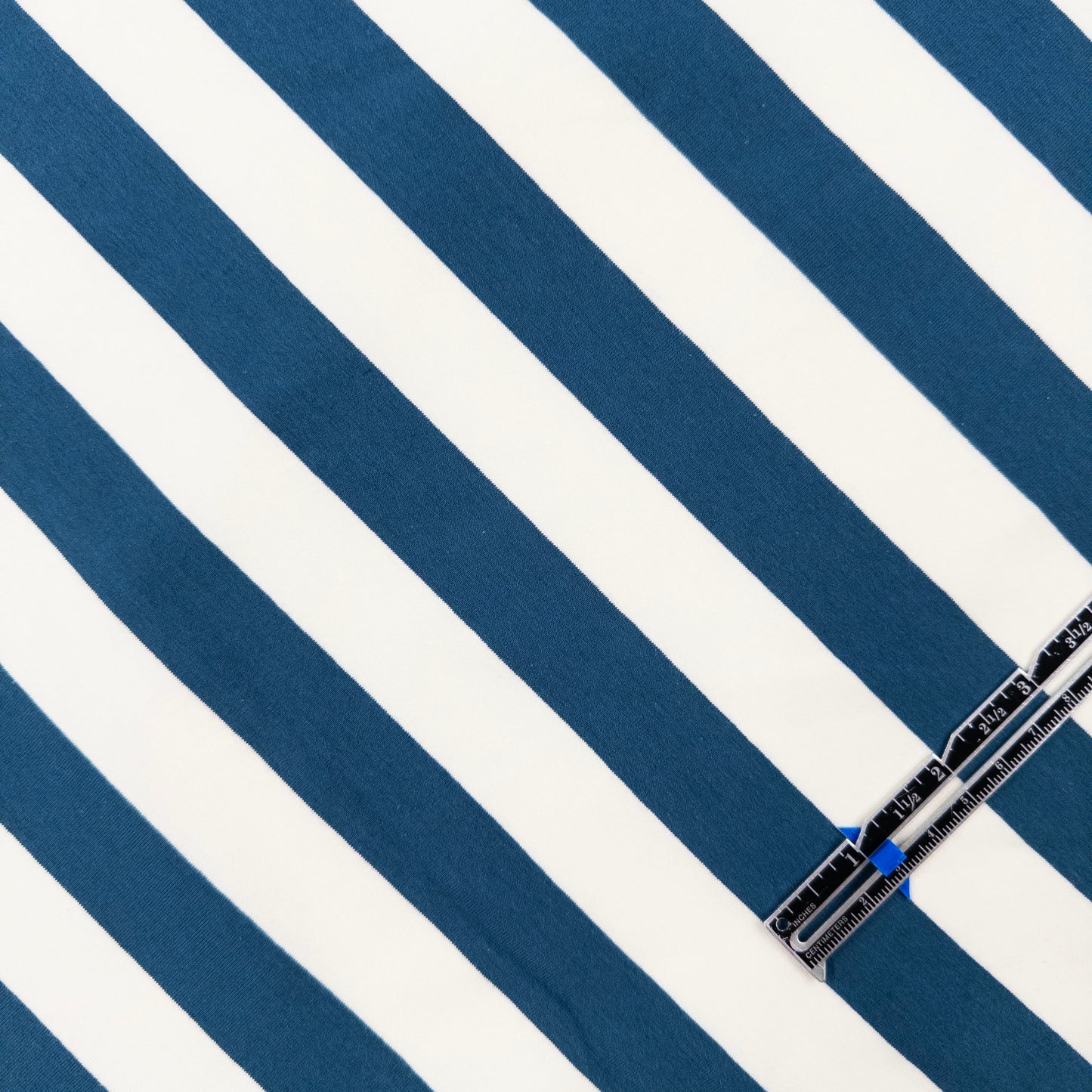 Jersey Knit - Wide Stripe in Blue and White