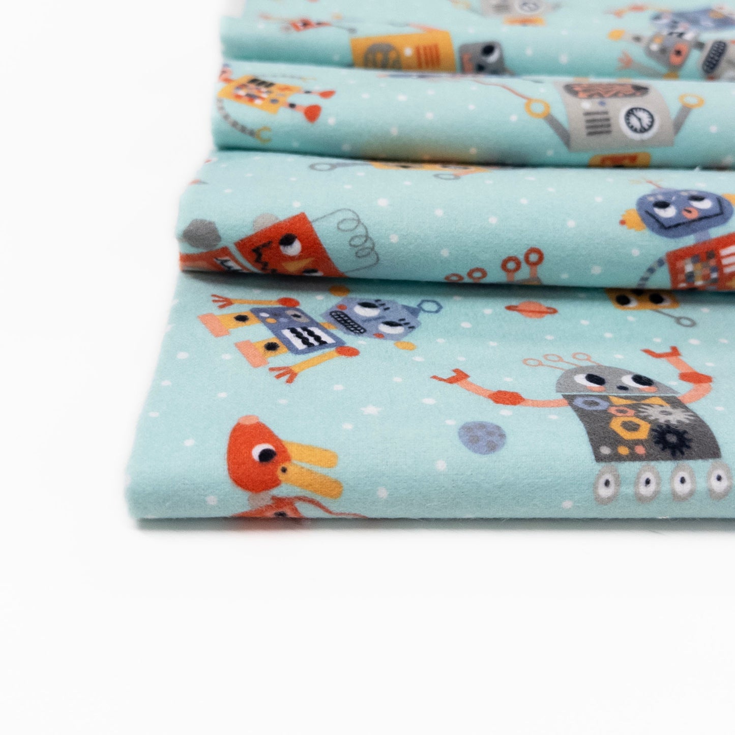 Astrobots in Aqua Flannel
