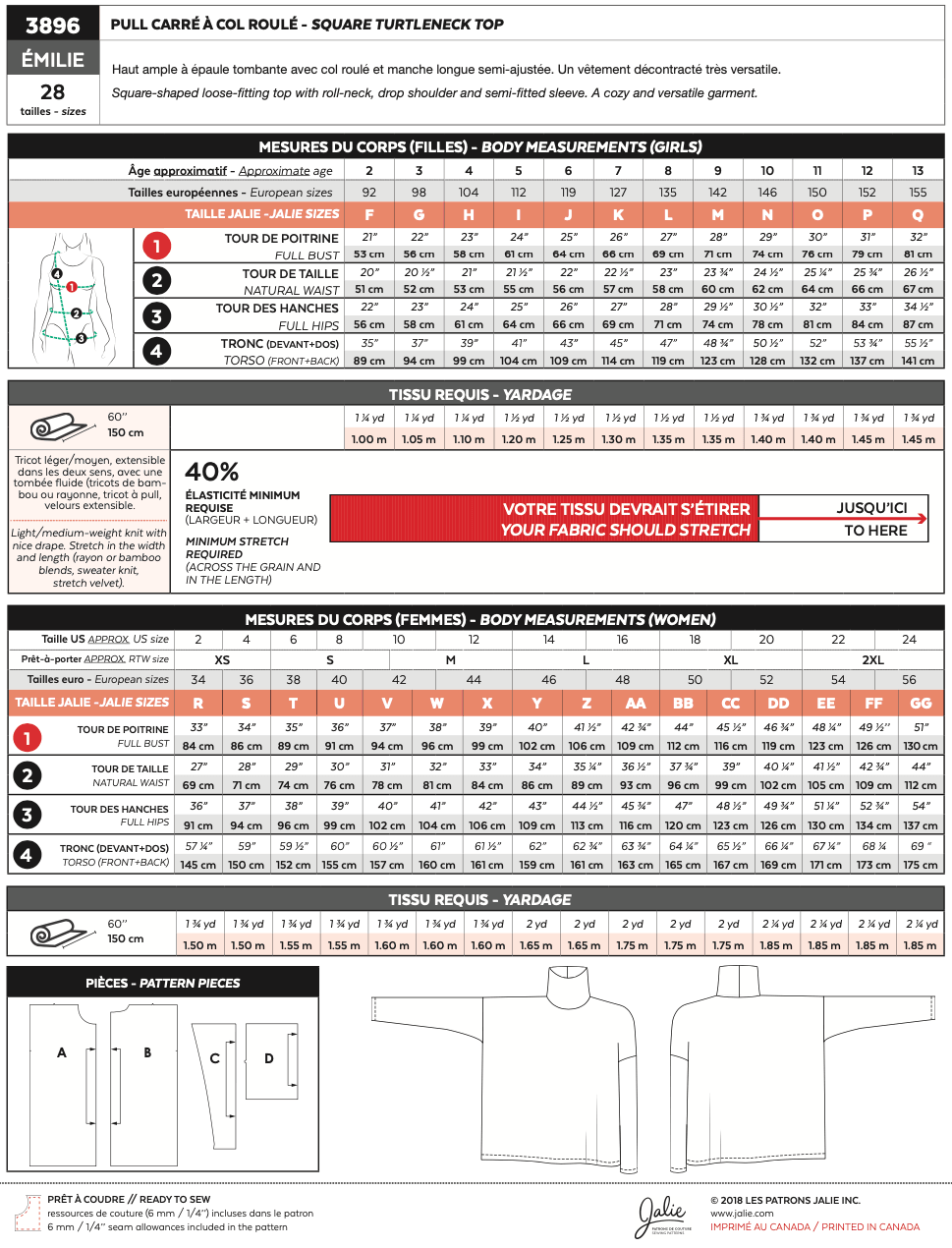 3896 // ÉMILIE Sweater (free PDF pattern) - Jalie