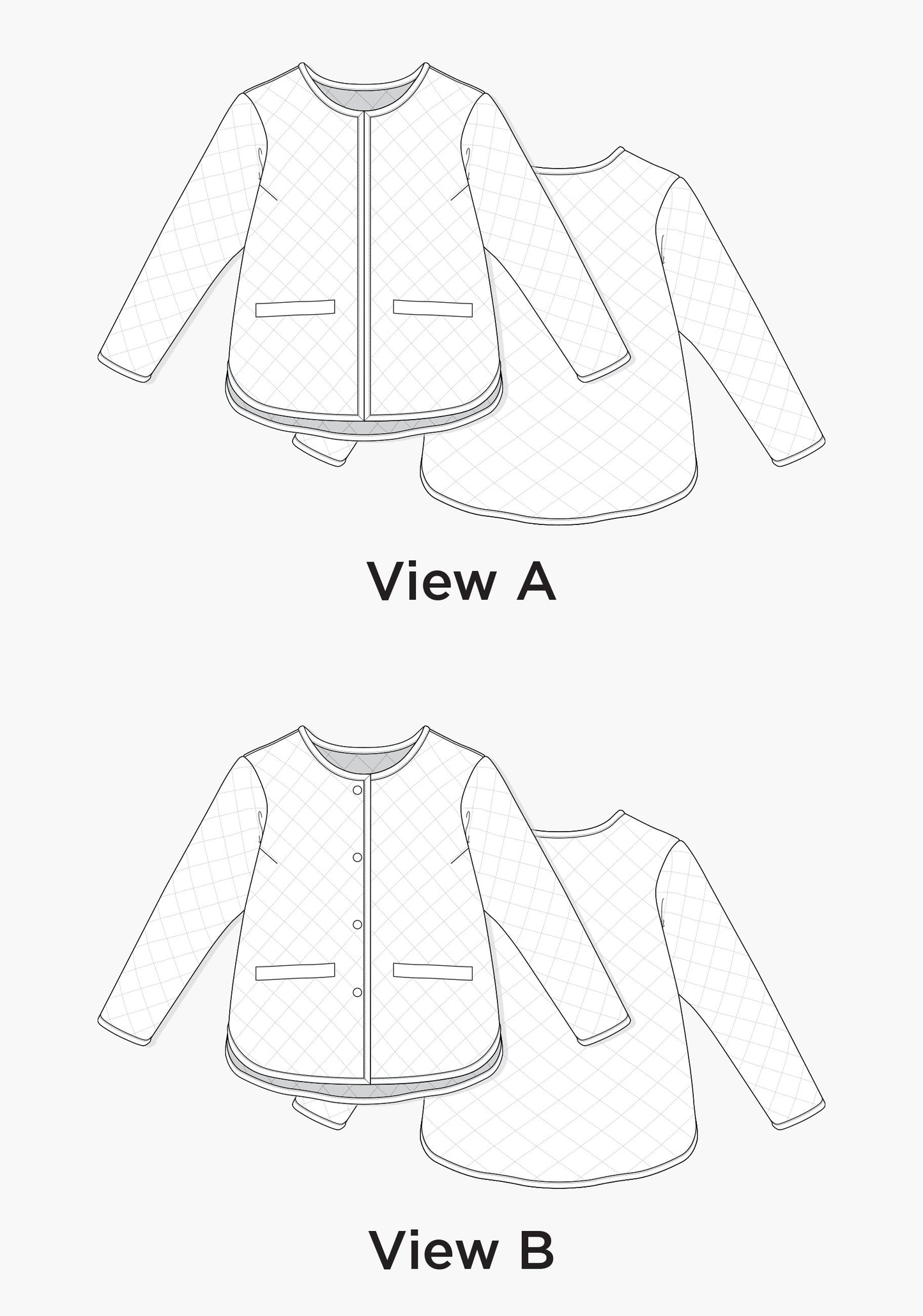 line drawing of Tamarack jacket sewing pattern by grainline studio