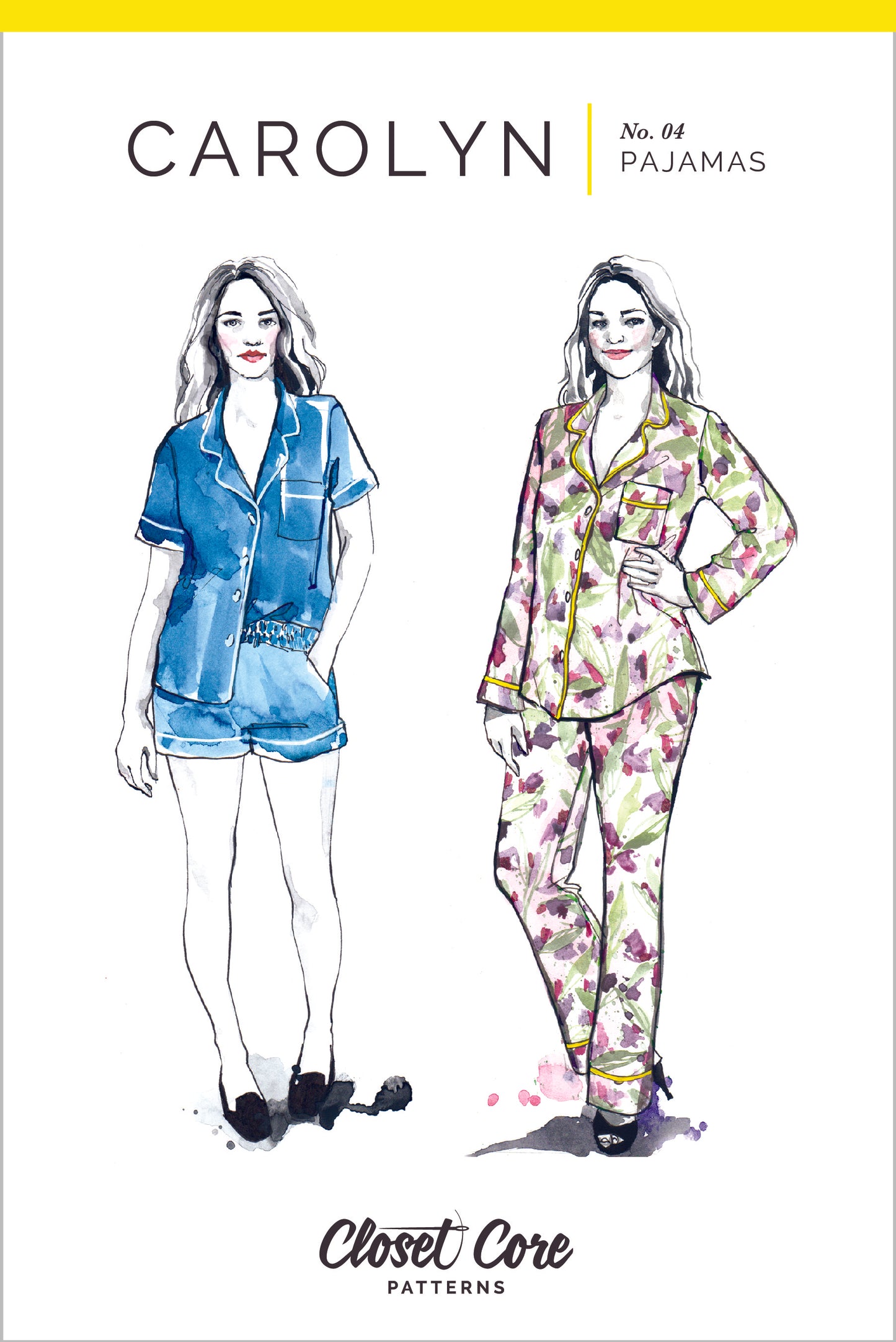 envelope front of Carolyn pajama sewing pattern by closet core pattern