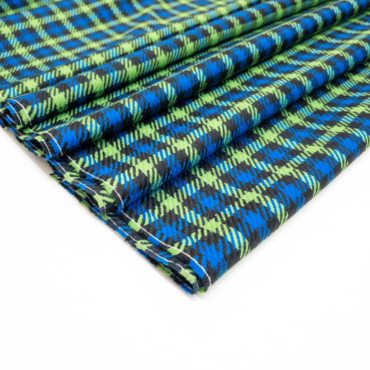Lime and Cobalt Plaid Tweed - Deadstock