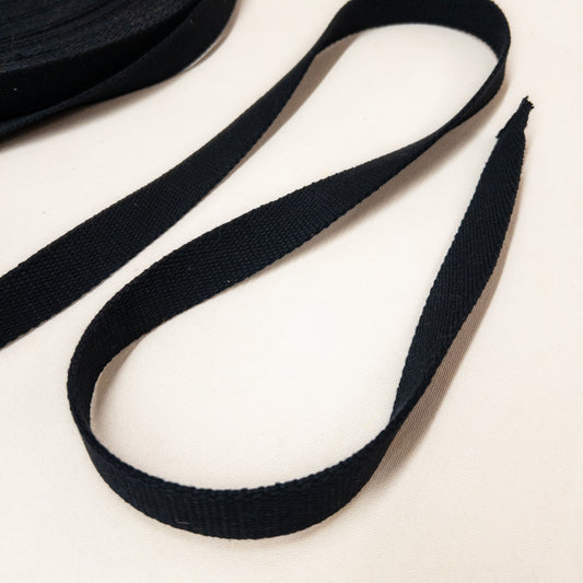 1" Cotton Black Webbing