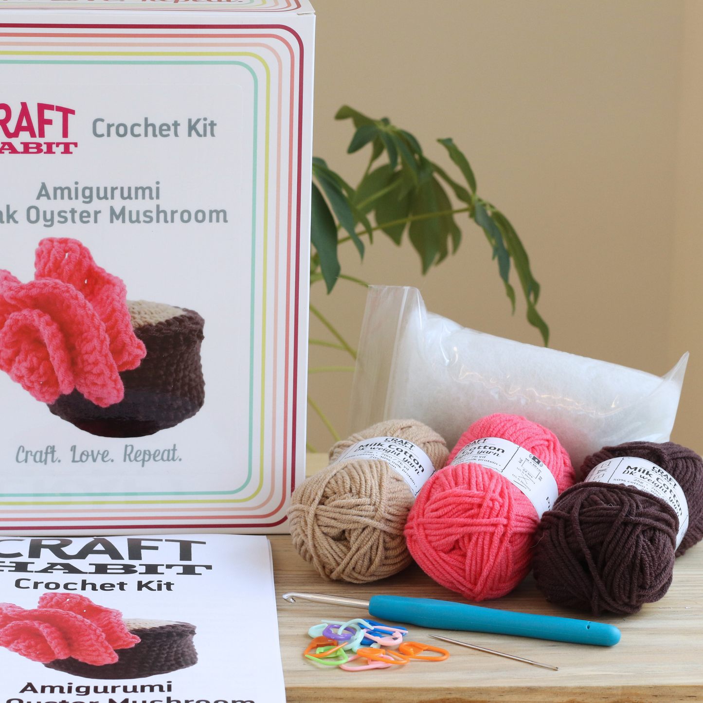Amigurumi Pink Oyster Mushroom Crochet Kit