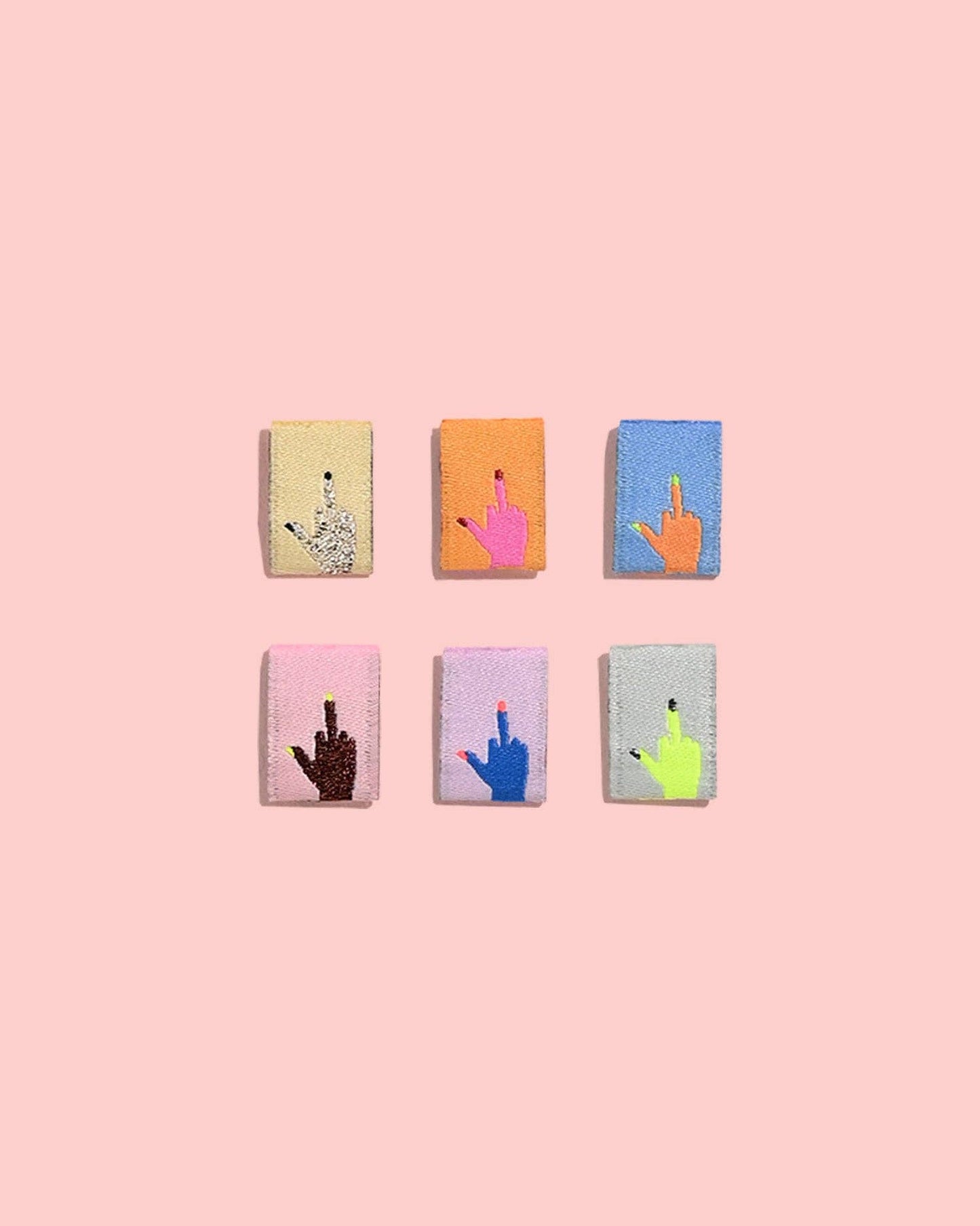 Middle Finger Mini Hands Woven Labels | Case of 6 units