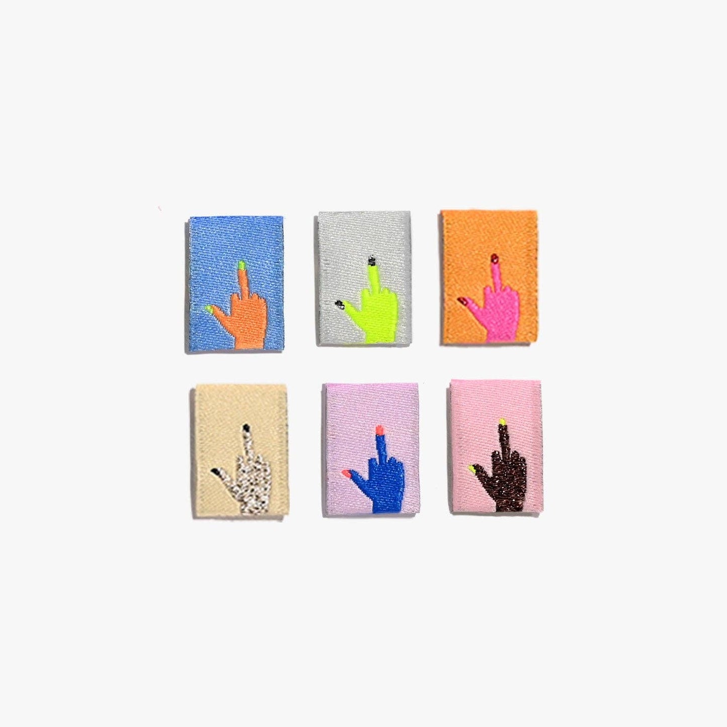 Middle Finger Mini Hands Woven Labels | Case of 6 units