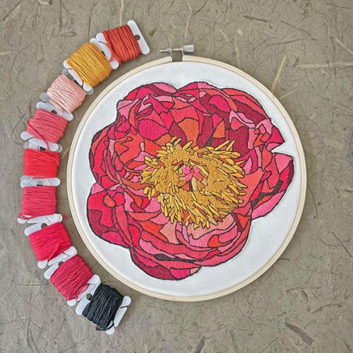 Embroidery Kit: Peony 8"