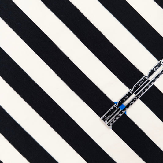 Jersey Knit - Wide Stripe in Black and White