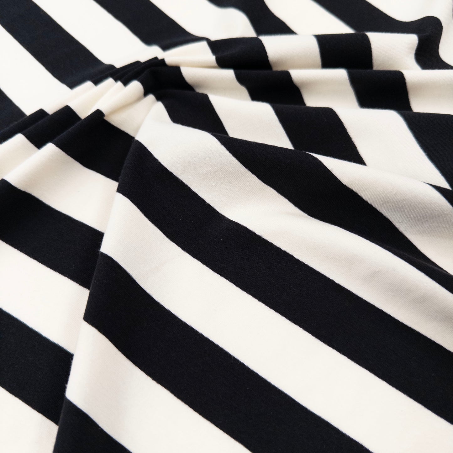 Jersey Knit - Wide Stripe in Black and White