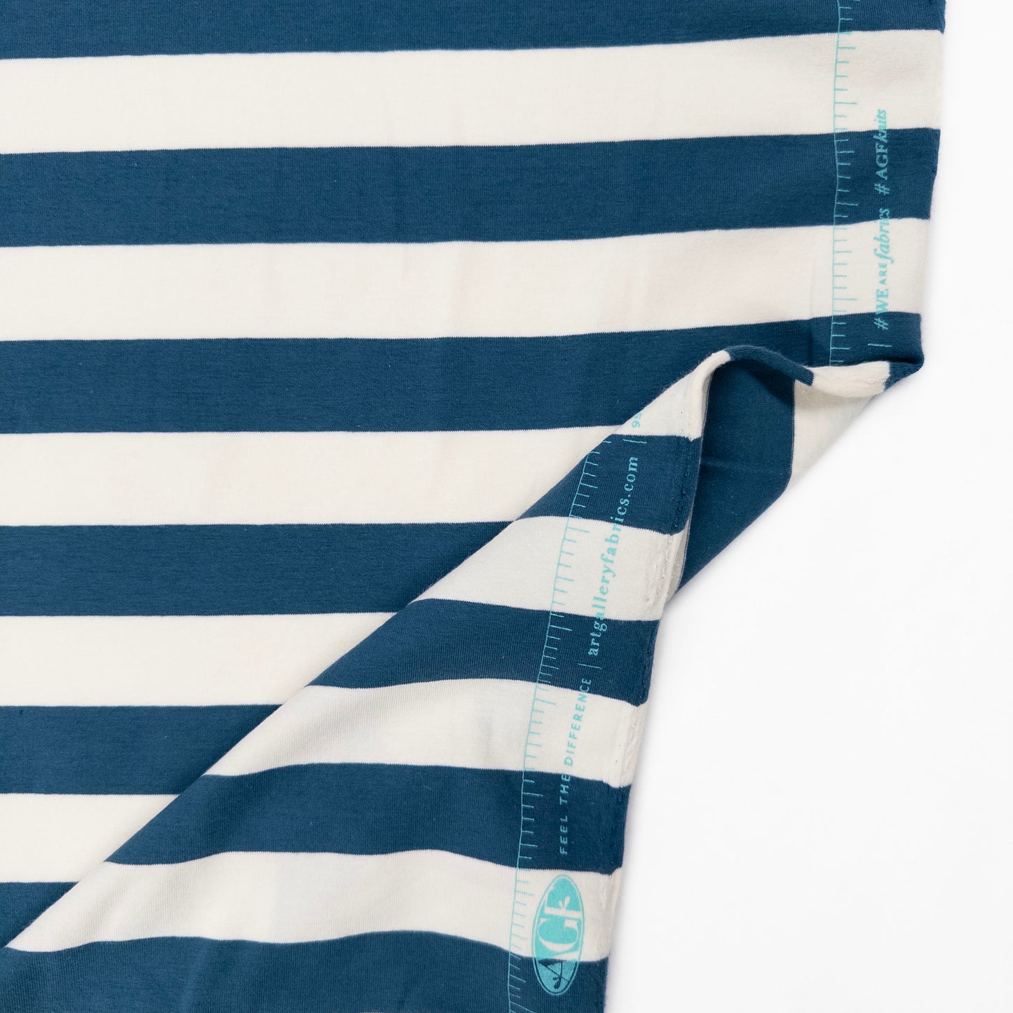 Jersey Knit - Wide Stripe in Blue and White