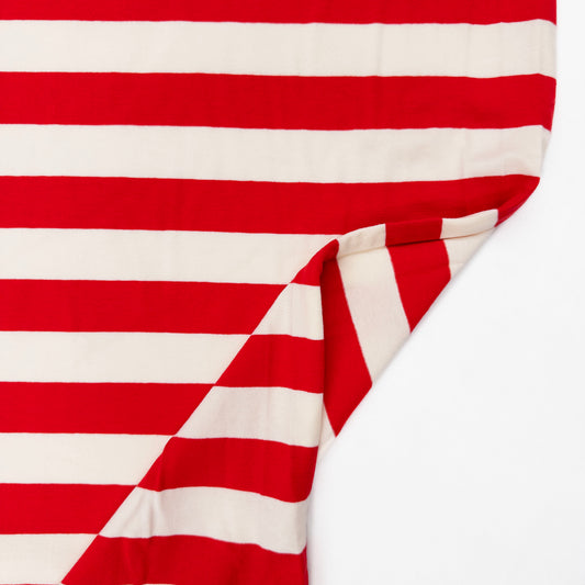 Jersey Knit - Wide Stripe in Red and White
