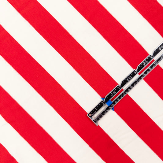 Jersey Knit - Wide Stripe in Red and White