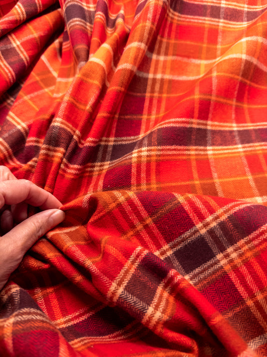 Herringbone Flannel in Chevron Plaid Cranberry