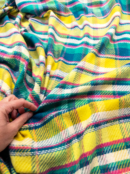 Twill Flannel in Royal Plaid Sunrise