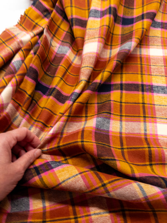 Herringbone Flannel in Chevron Plaid Toffee