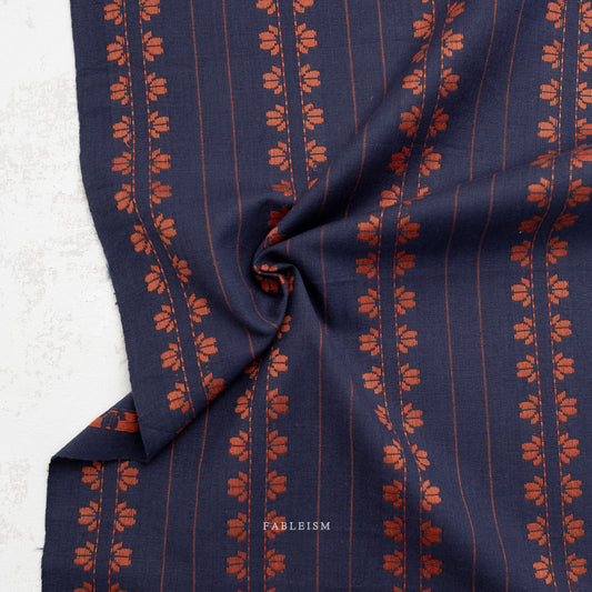 Deco Stripe in Navy/Spice