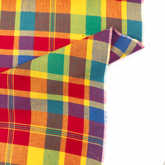 Madras Cotton Plaid in Yellow #3 - Deadstock