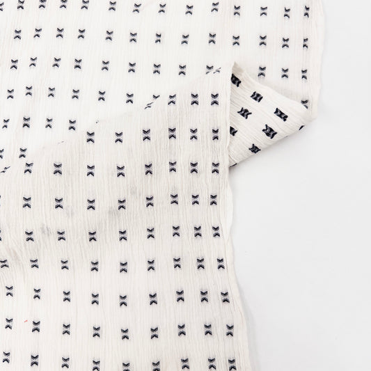 Cotton Gauze in White with Black Stitch - Deadstock