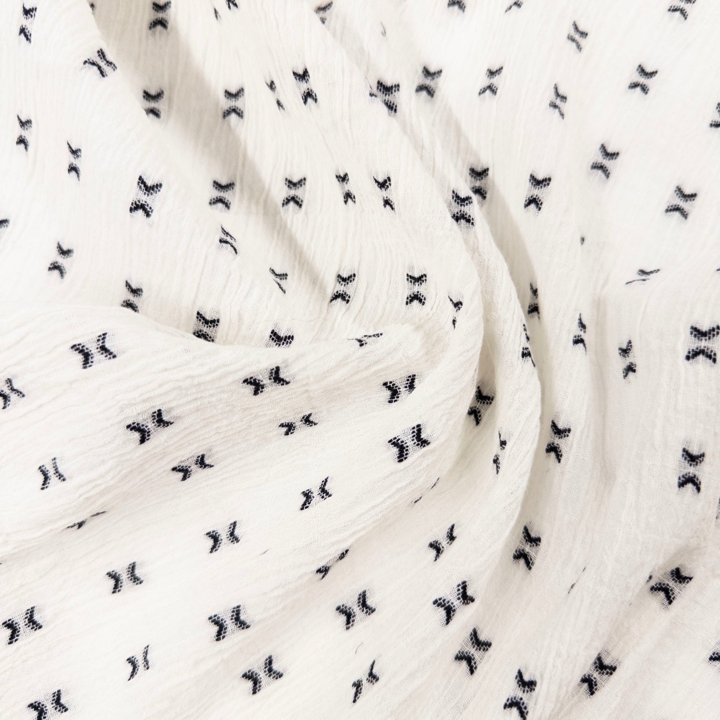 Cotton Gauze in White with Black Stitch - Deadstock