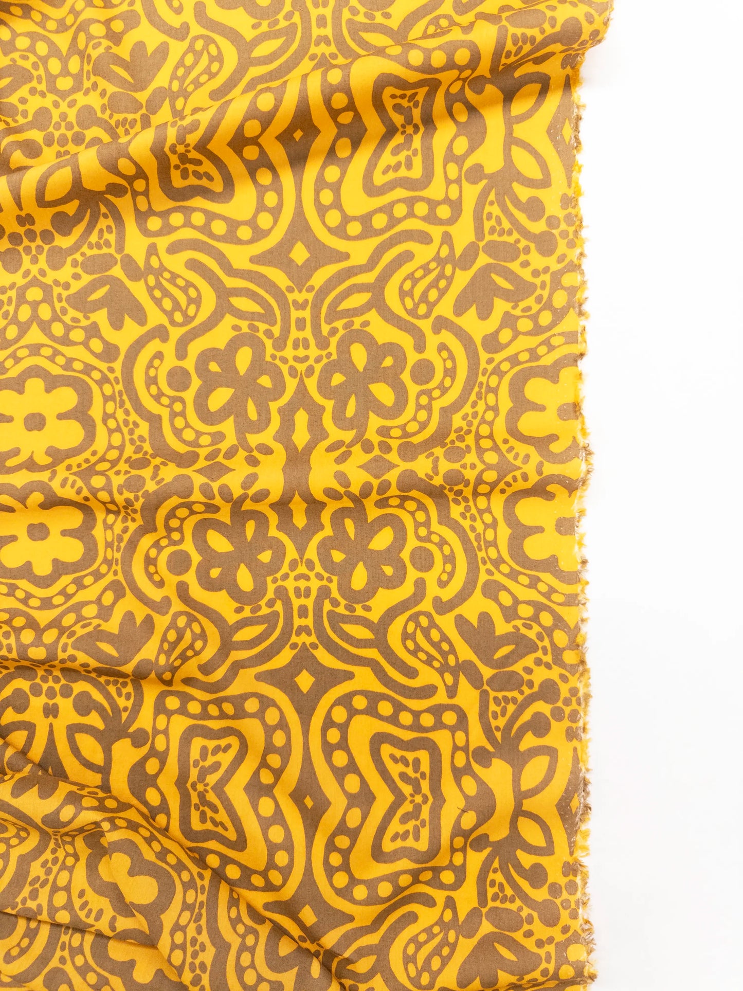 Cotton Rayon Print in Amber Solstice