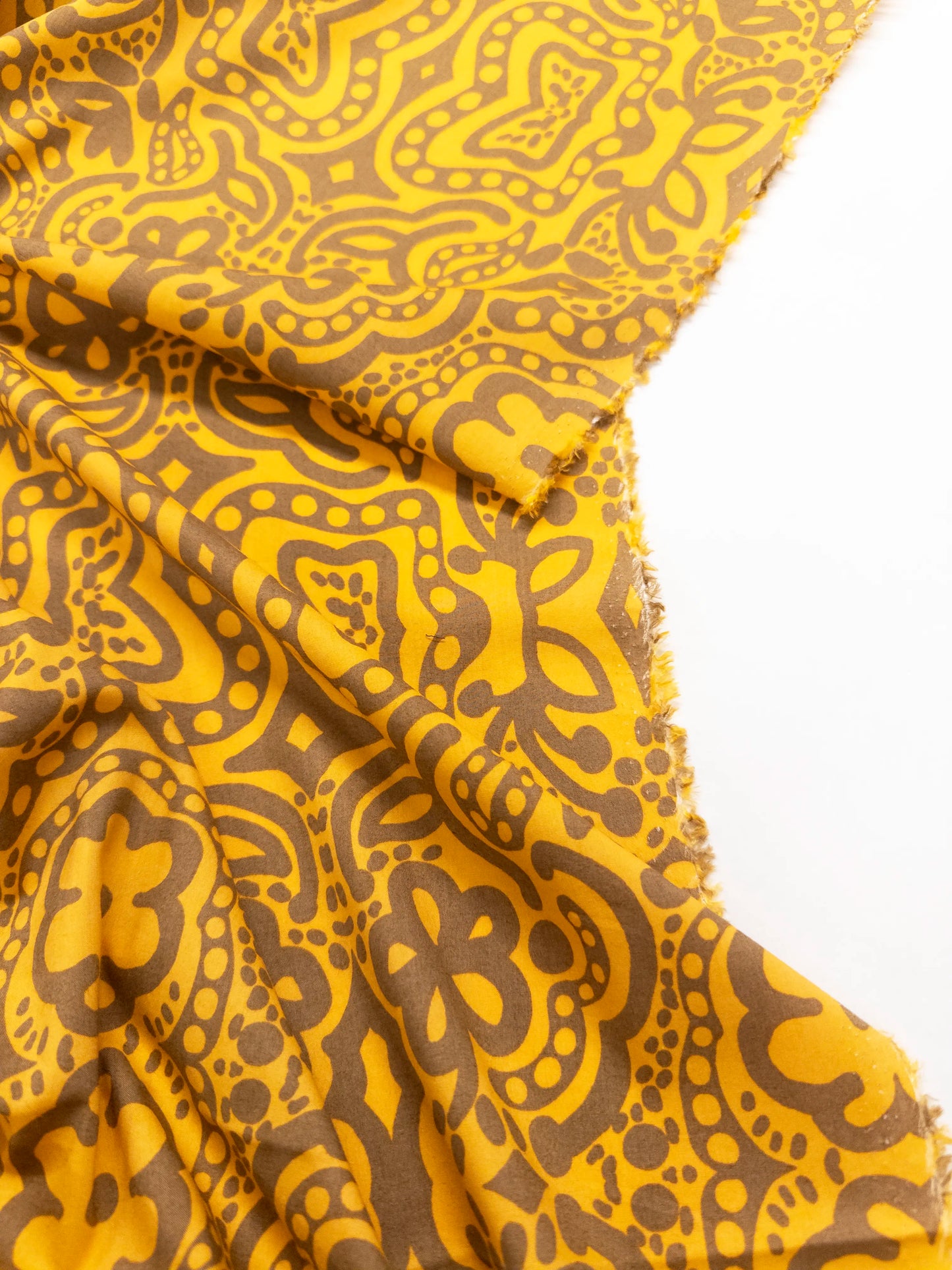Cotton Rayon Print in Amber Solstice