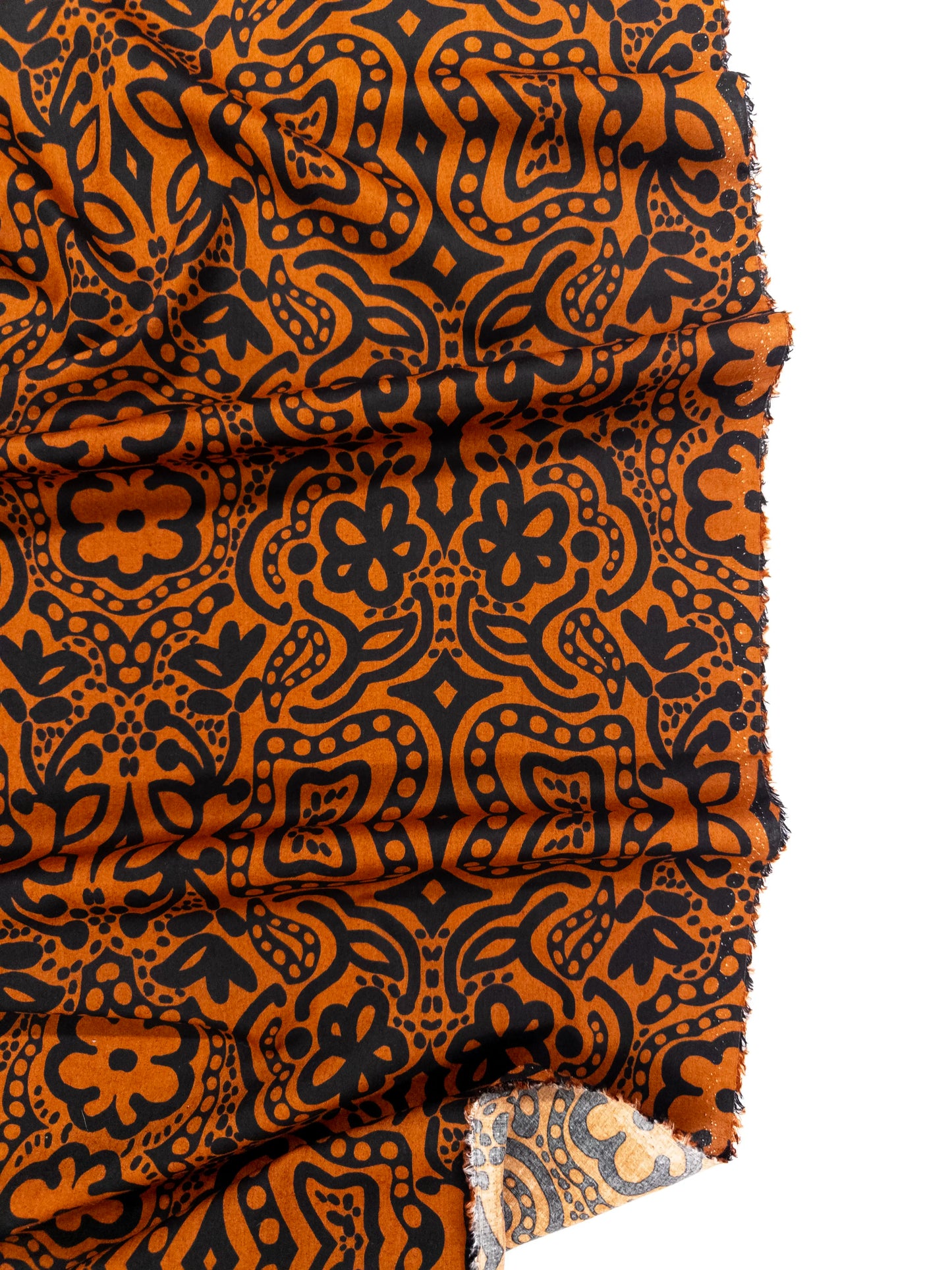 Cotton Rayon Print in Cinnamon Blaze