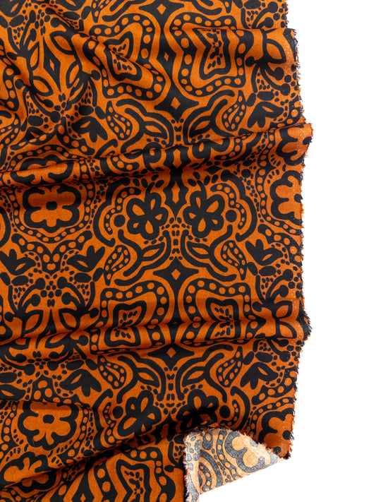 Cotton Rayon Print in Cinnamon Blaze