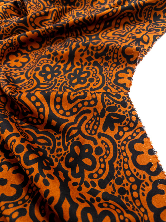 Cotton Rayon Print in Cinnamon Blaze