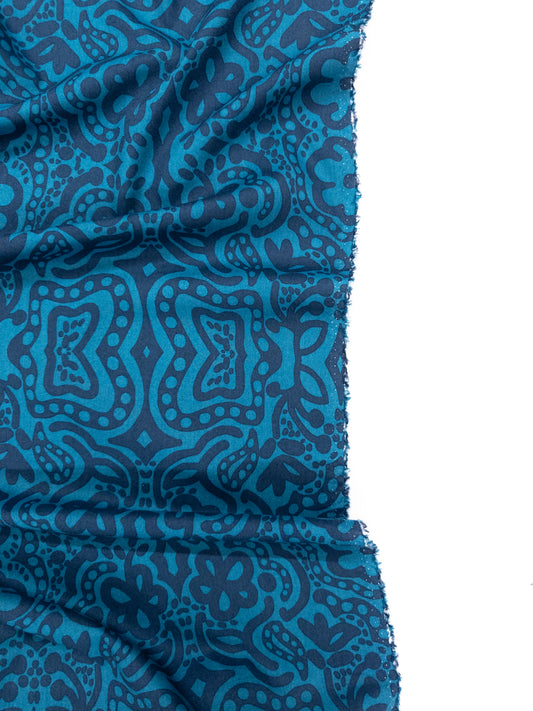 Cotton Rayon Print in Lagoon Breeze