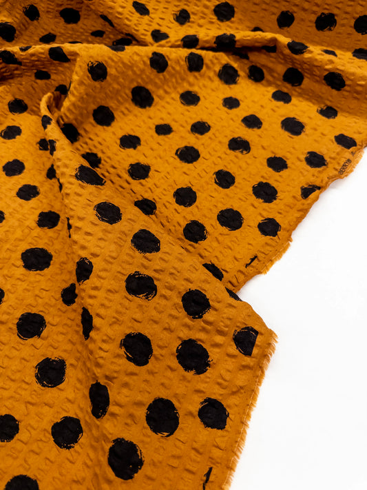 Seersucker Cotton Print in Amber Solstice
