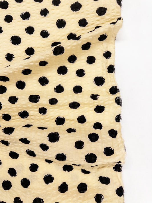 Seersucker Cotton Print in Dalmation