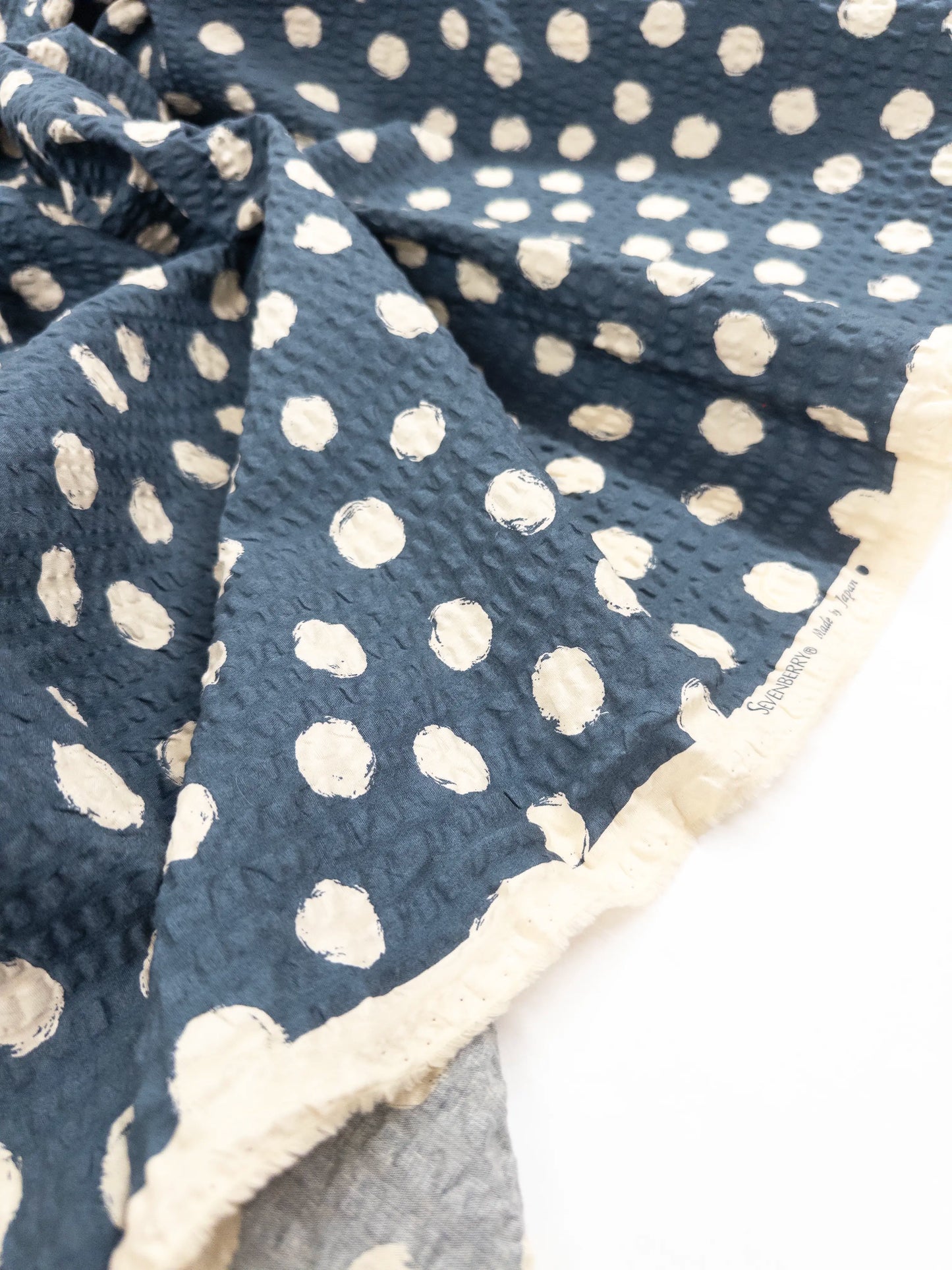 Seersucker Cotton Print in Stormcloud