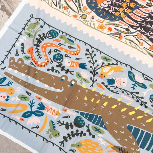 Fox Peacock Crocodile Whole Quilt Panel