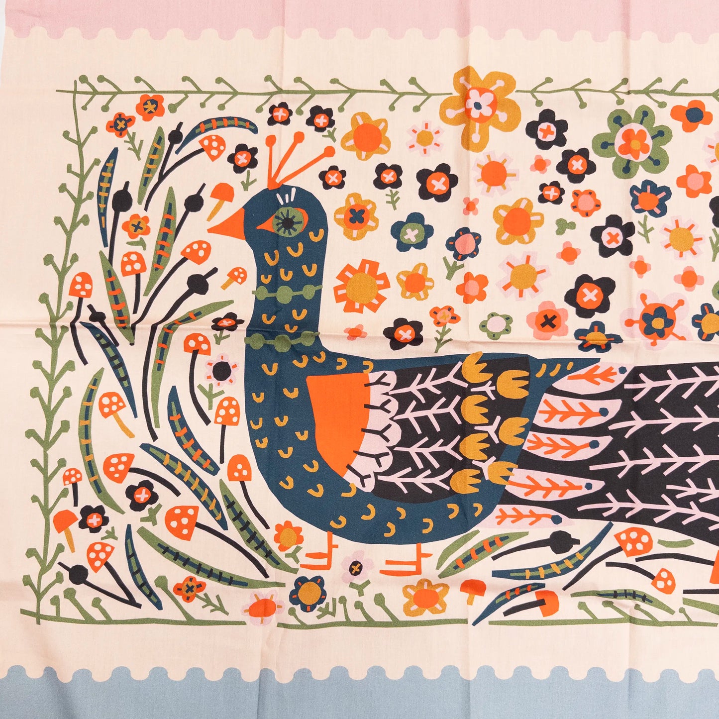 Fox Peacock Crocodile Whole Quilt Panel