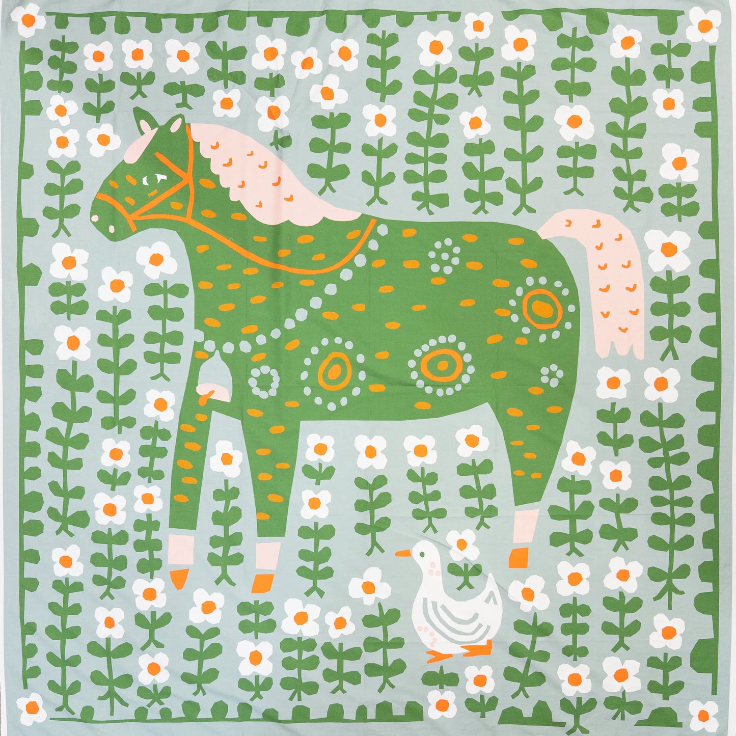Folk Horse Whole Quilt Panel