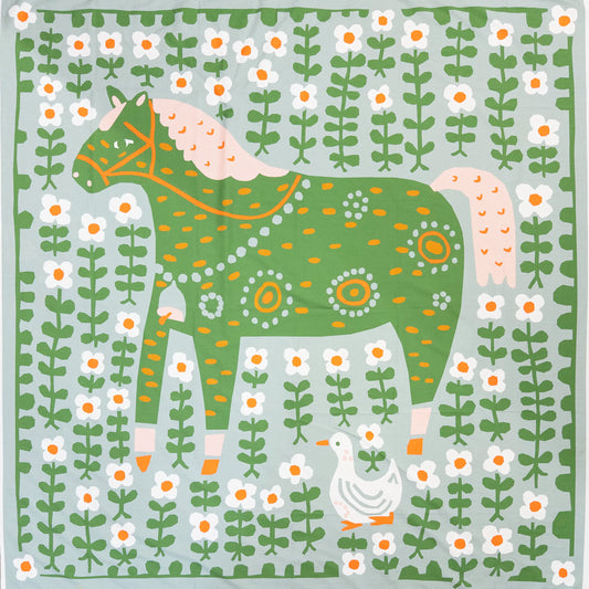Folk Horse Whole Quilt Panel