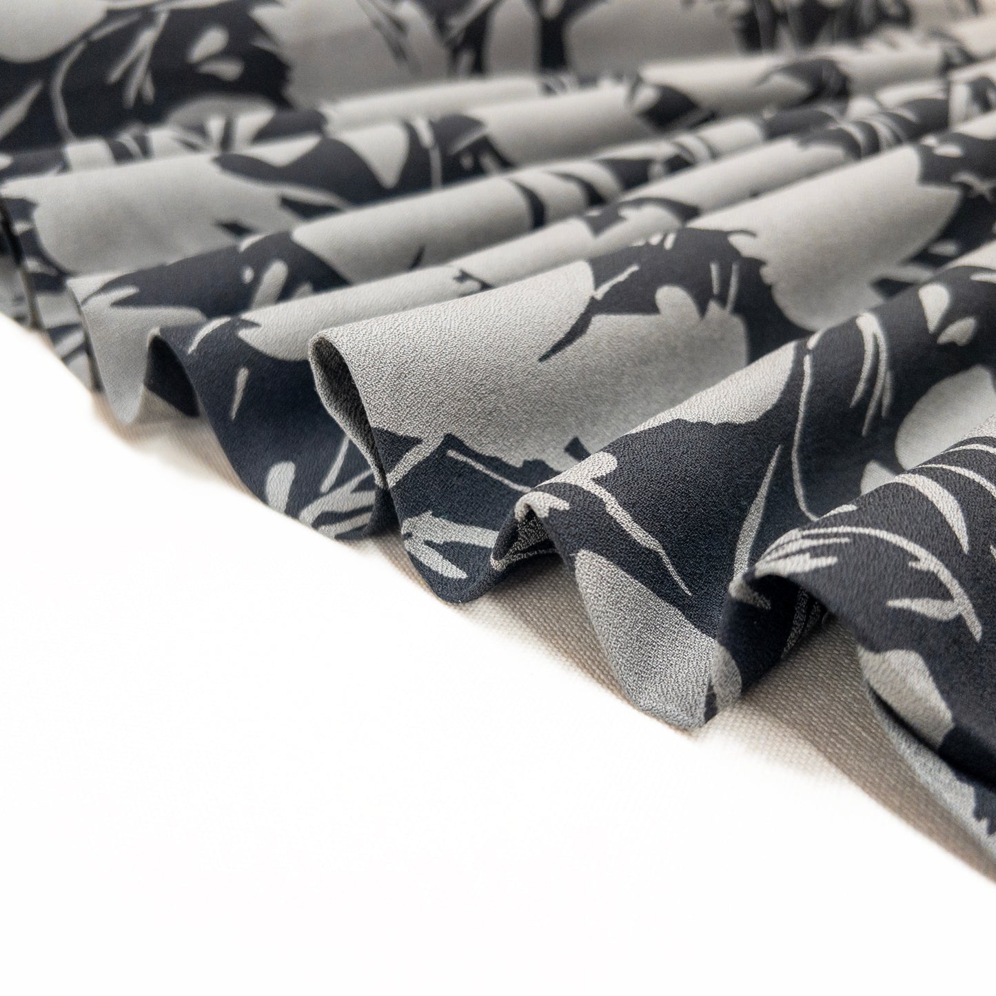 Floral Shade Viscose Crepe in Calm Grey