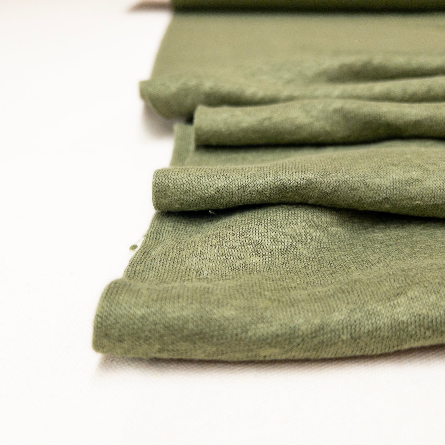 100% Fine Linen Knit in Olive Green