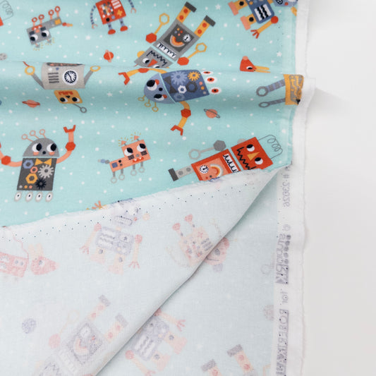 Astrobots in Aqua Flannel