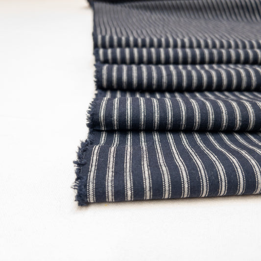 Linen Cotton Stripes in Black and Grey