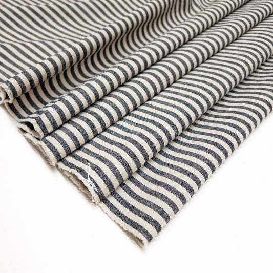 Linen Cotton Stripes in Natural and Black