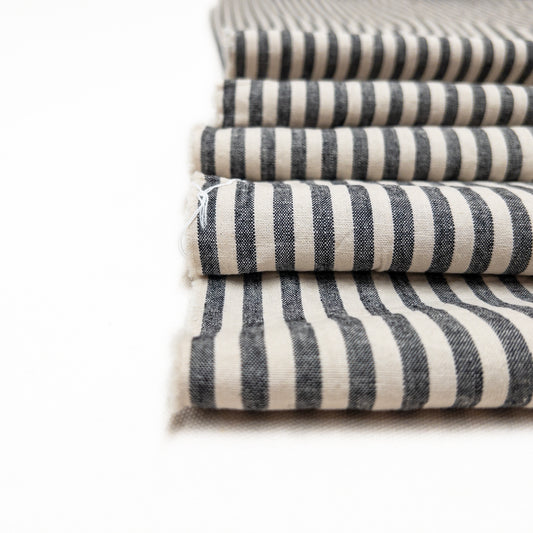 Linen Cotton Stripes in Natural and Black
