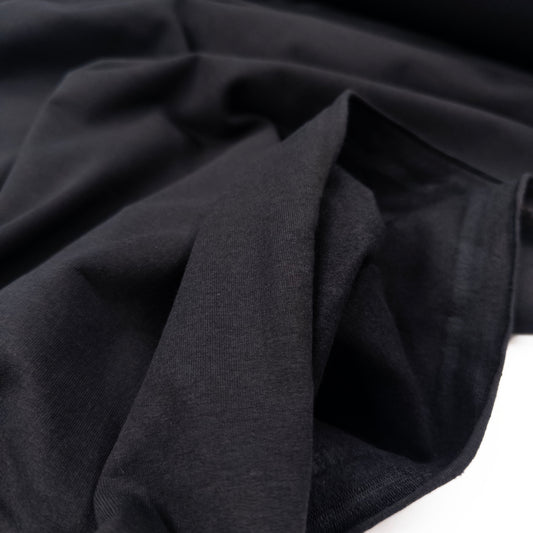 Fleece Backed Bamboo Cotton Knit in Black
