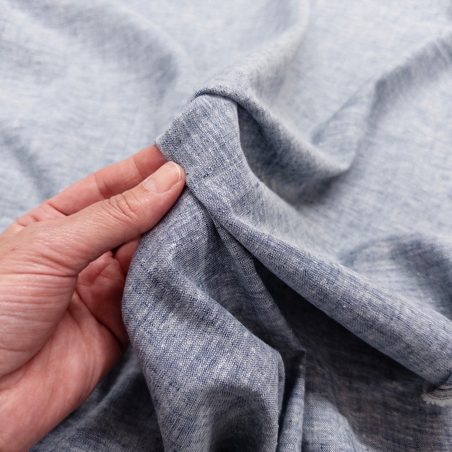 Organic Hemp Chambray in Denim Blue