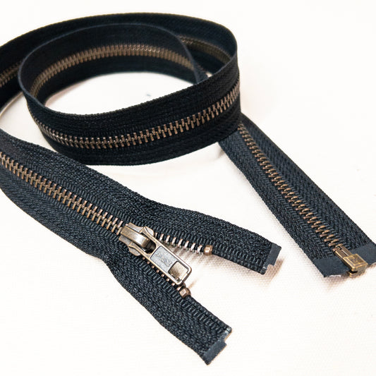 30" Separating Zipper in Antique Brass