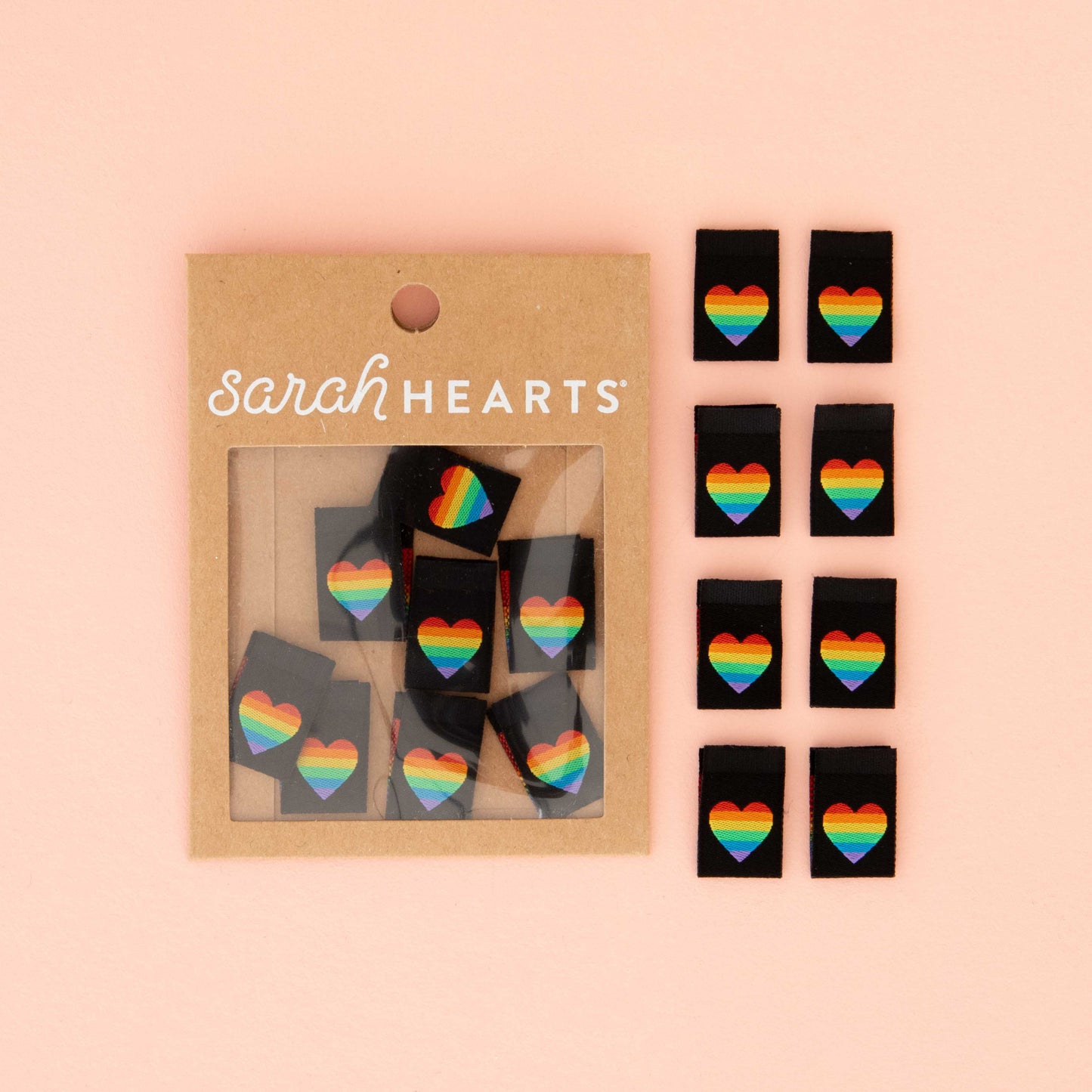 Rainbow Heart Woven Sewing Labels
