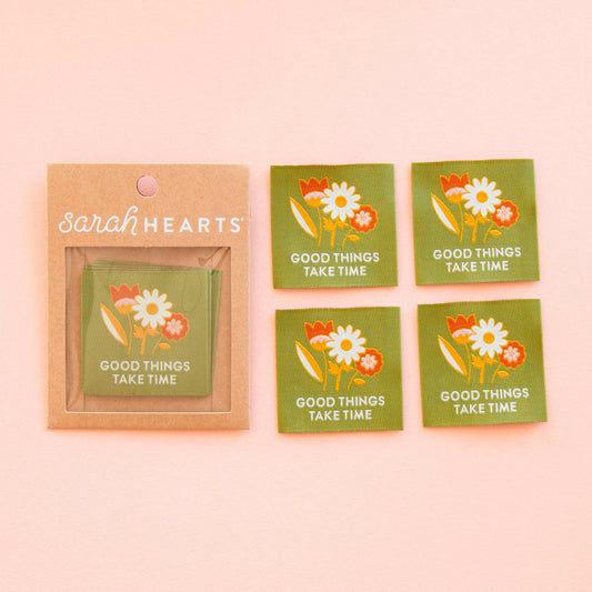 Good Things Take Time Woven Sewing Labels