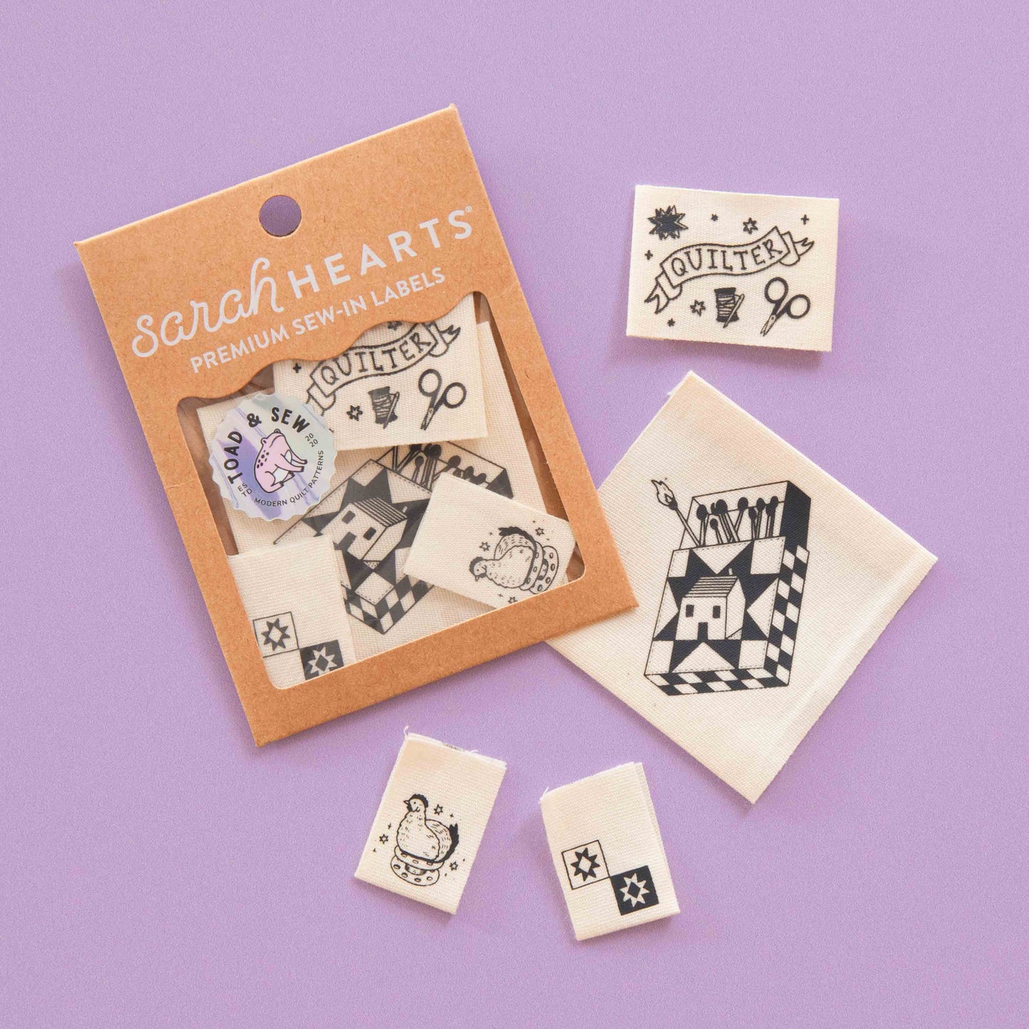 Toad and Sew Quilty Tattoo Woven Sewing Labels Multipack