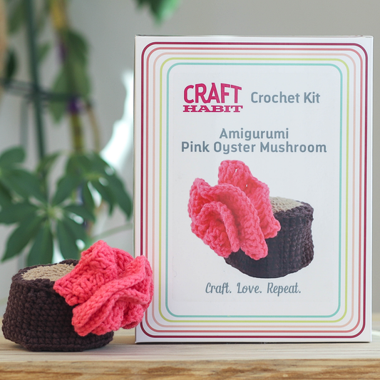 Amigurumi Pink Oyster Mushroom Crochet Kit