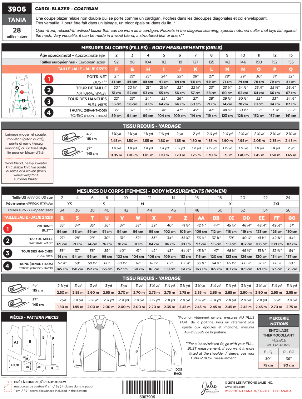 3906 // TANIA Coatigan - Jalie